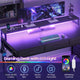 SEDETA 55 Inch Reversible Gaming Desk with 6 Drawers PC Desk with LED Lights Power Outlet Corner Computer Desk with Monitor Stand