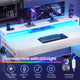 SEDETA 55 Inch Reversible Gaming Desk with 6 Drawers PC Desk with LED Lights Power Outlet Corner Computer Desk with Monitor Stand