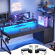 SEDETA 55 Inch Reversible Gaming Desk with 6 Drawers PC Desk with LED Lights Power Outlet Corner Computer Desk with Monitor Stand