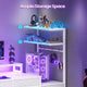 SEDETA 55 Inch Reversible Gaming Desk with 6 Drawers PC Desk with LED Lights Power Outlet Corner Computer Desk with Monitor Stand