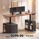 SEDETA 63 Inch Farmhouse Electric Standing Desk with 3 Drawers Storage Shelves Height Adjustable Computer Desk with Power Outlets
