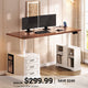 SEDETA 63 Inch Farmhouse Electric Standing Desk with 3 Drawers Storage Shelves Height Adjustable Computer Desk with Power Outlets