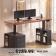 SEDETA | 63 Inch Farmhouse Standing Desk Electric Height Adjustable Home Office Desk with Power Outlets 3 Drawers Storage Shelves