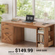 SEDETA | 55.1 Inch Computer Desk with File Drawer and Storage Shelves Farmhouse Office Desk Executive Desk with Power Outlet