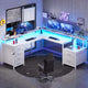 SEDETA | 108 Inch Gaming Desk Two Person L Shaped Desk with File Drawer for Home Office