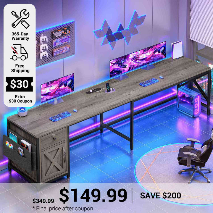 SEDETA 63 Inch L Shaped Corner Computer Desk Convertible Long Home Office Desk with Storage Cabinet