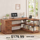 SEDETA 57.9 Inch L Shaped Desk Farmhouse Desk with Drawers and Storage Shelves