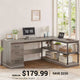 SEDETA 57.9 Inch L Shaped Desk Farmhouse Desk with Drawers and Storage Shelves