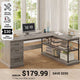 SEDETA 57.9 Inch L Shaped Desk Farmhouse Desk with Drawers and Storage Shelves