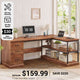 SEDETA® 57.9 Inch Farmhouse L Shaped Computer Desk with Storage Shelves and File Drawers for Home Office