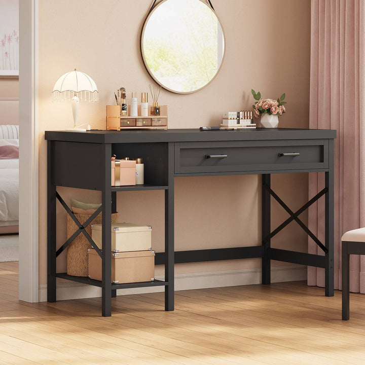 SEDETA 40 Inch Small Computer Desk Writing Desk with Drawer and Storage Shelves