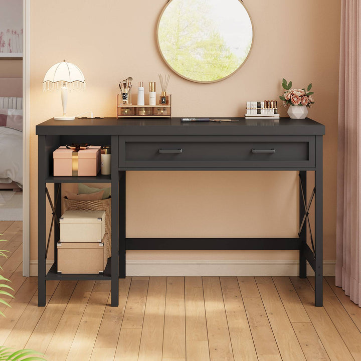 SEDETA 40 Inch Small Computer Desk Writing Desk with Drawer and Storage Shelves