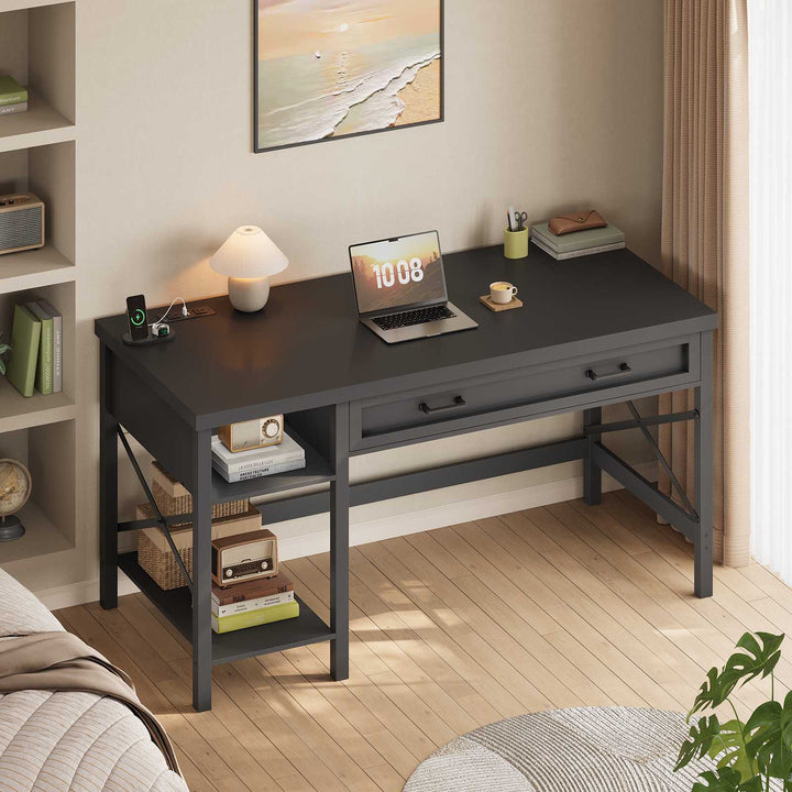 SEDETA 40 Inch Small Computer Desk Writing Desk with Drawer and Storage Shelves