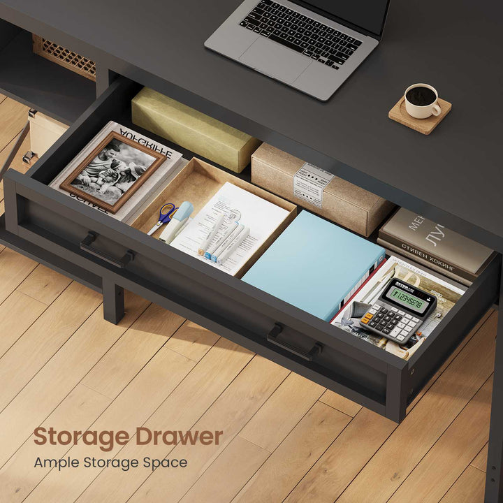 SEDETA 40 Inch Small Computer Desk Writing Desk with Drawer and Storage Shelves