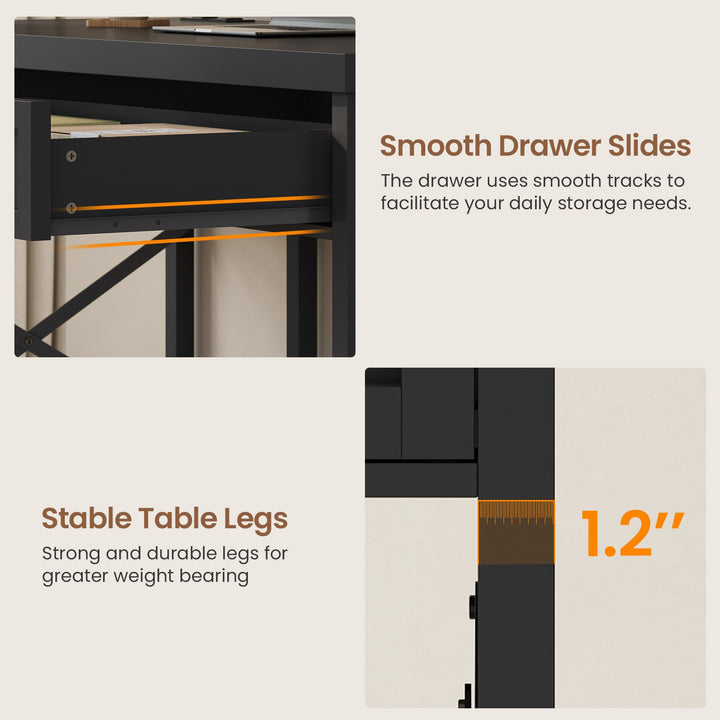 SEDETA 40 Inch Small Computer Desk Writing Desk with Drawer and Storage Shelves