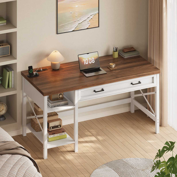 SEDETA 40 Inch Small Computer Desk Writing Desk with Drawer and Storage Shelves