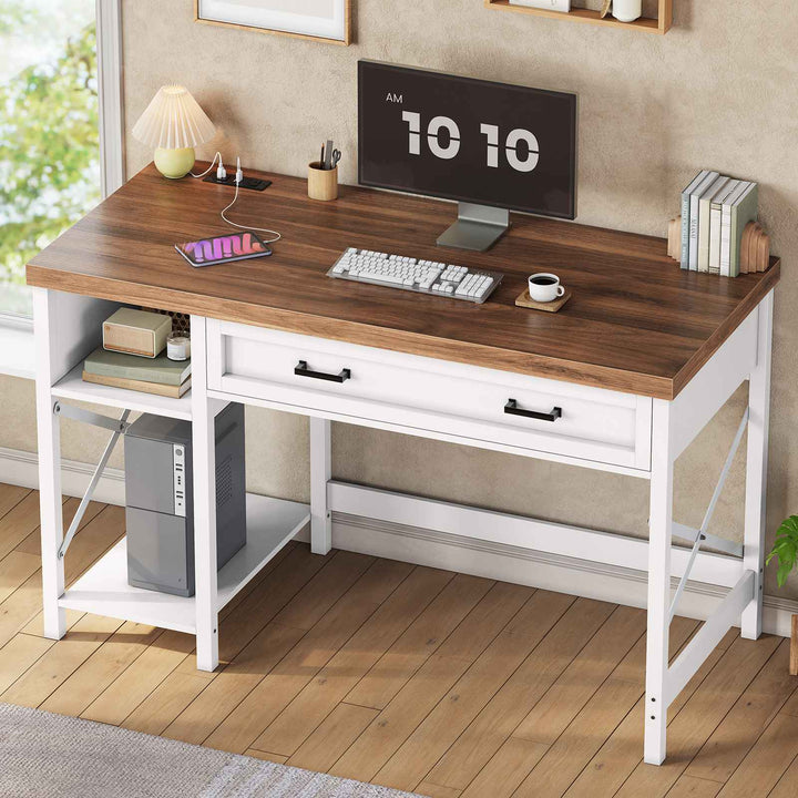 SEDETA 40 Inch Small Computer Desk Writing Desk with Drawer and Storage Shelves