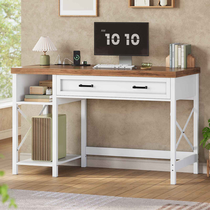 SEDETA 40 Inch Small Computer Desk Writing Desk with Drawer and Storage Shelves
