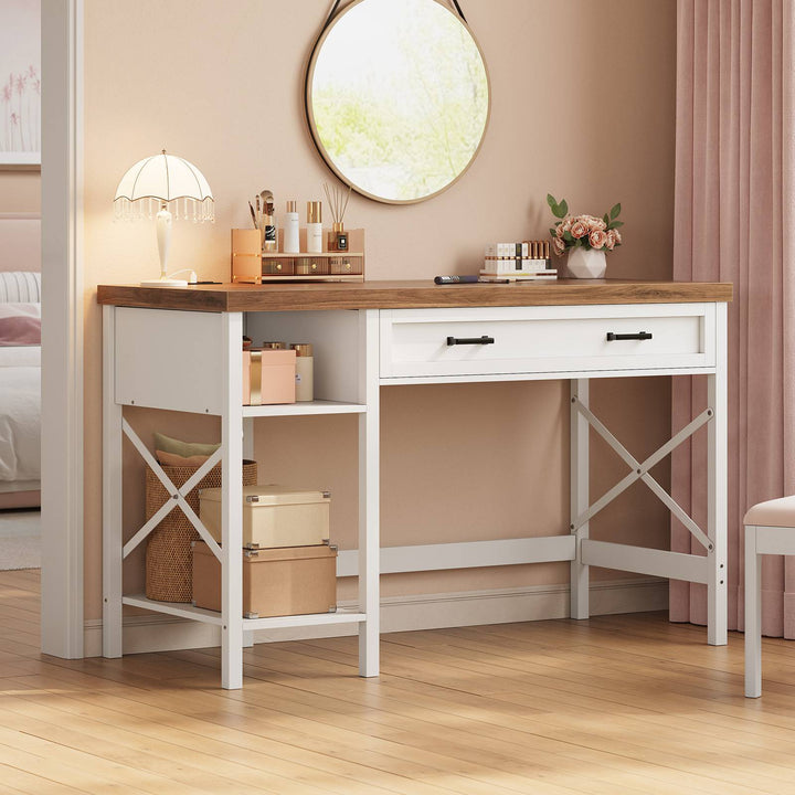 SEDETA 40 Inch Small Computer Desk Writing Desk with Drawer and Storage Shelves