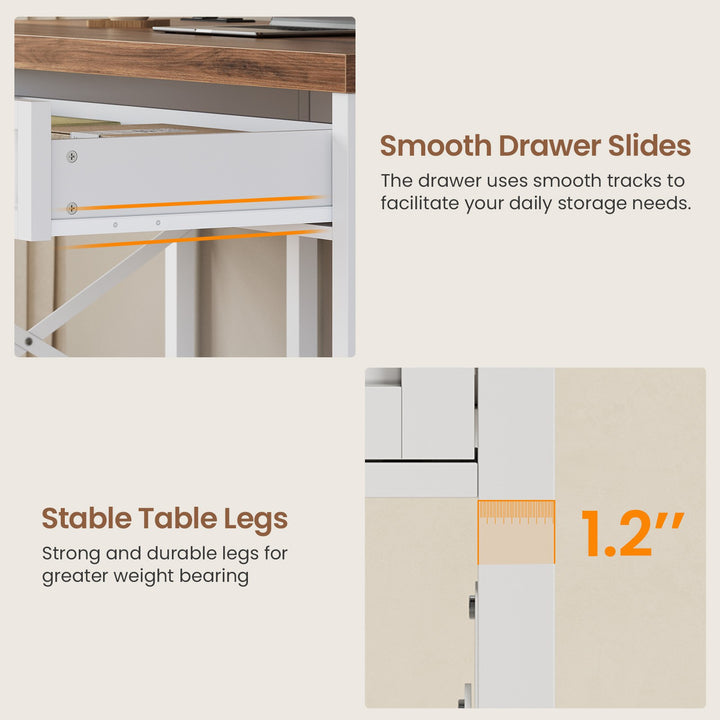 SEDETA 40 Inch Small Computer Desk Writing Desk with Drawer and Storage Shelves