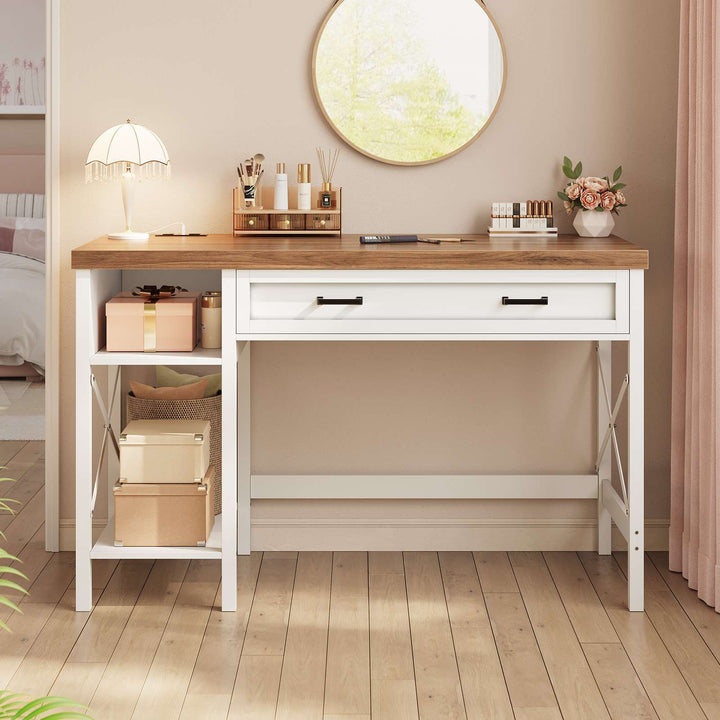 SEDETA 40 Inch Small Computer Desk Writing Desk with Drawer and Storage Shelves