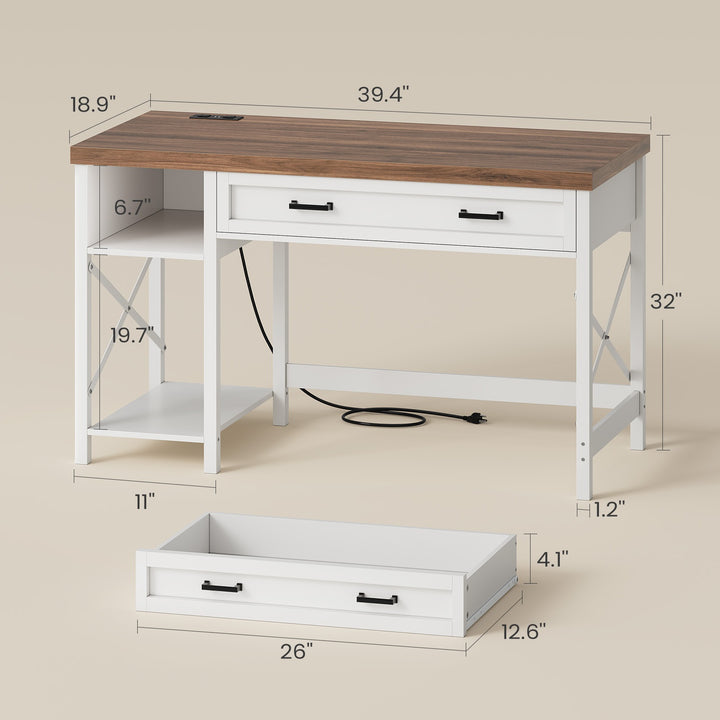 SEDETA 40 Inch Small Computer Desk Writing Desk with Drawer and Storage Shelves
