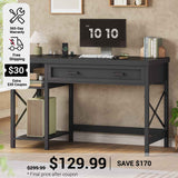 SEDETA 40 Inch Small Computer Desk Writing Desk with Drawer and Storage Shelves