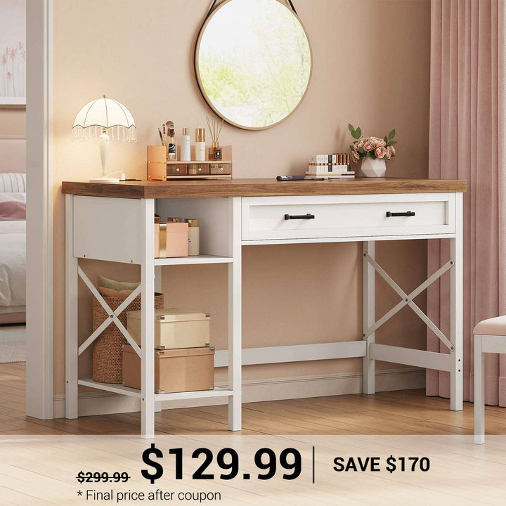 SEDETA 40 Inch Small Computer Desk Writing Desk with Drawer and Storage Shelves