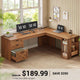 SEDETA® 67 Inch Farmhouse L Shaped Computer Desk with 3 Drawers Home Office Executive Desk with Storage Shelves and Power Outlets