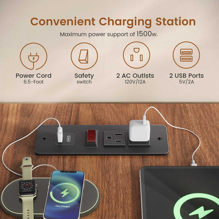 SEDETA | 55.1 Inch Computer Desk with File Drawer and Storage Shelves Farmhouse Office Desk Executive Desk with Power Outlet