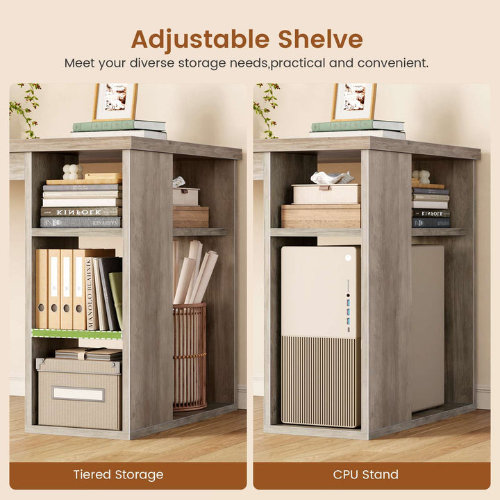 SEDETA | 55.1 Inch Computer Desk with File Drawer and Storage Shelves Farmhouse Office Desk Executive Desk with Power Outlet