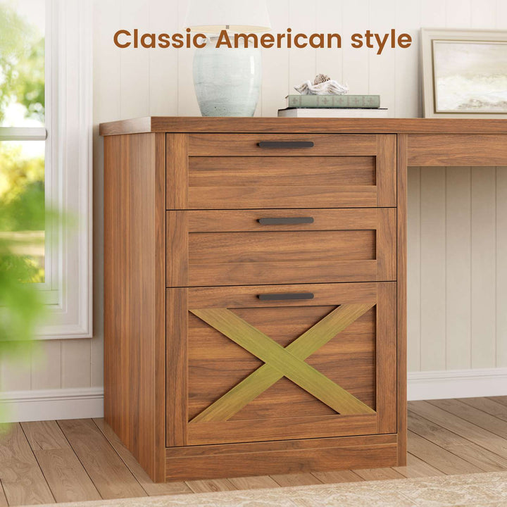 SEDETA | 55.1 Inch Computer Desk with File Drawer and Storage Shelves Farmhouse Office Desk Executive Desk with Power Outlet