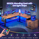 SEDETA 63 Inch Height Adjustable L Shaped Electric Standing Desk Computer Gaming Desk with Led Lights 3 Drawers Power Outlet