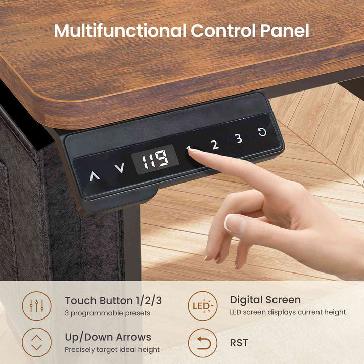 SEDETA 63 Inch Height Adjustable L Shaped Electric Standing Desk Computer Gaming Desk with Led Lights 3 Drawers Power Outlet