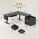SEDETA 63 Inch Height Adjustable L Shaped Electric Standing Desk Computer Gaming Desk with Led Lights 3 Drawers Power Outlet