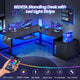 SEDETA 63 Inch Height Adjustable L Shaped Electric Standing Desk Computer Gaming Desk with Led Lights 3 Drawers Power Outlet