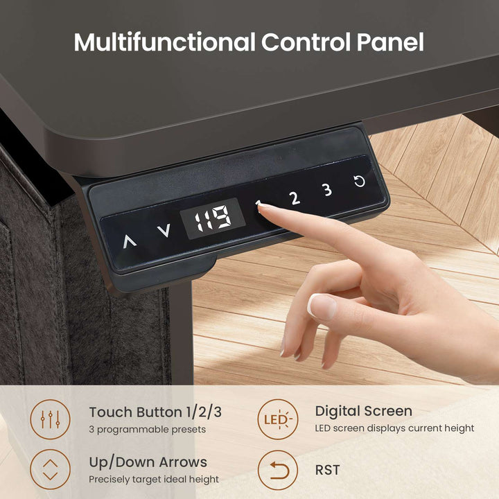 SEDETA 63 Inch Height Adjustable L Shaped Electric Standing Desk Computer Gaming Desk with Led Lights 3 Drawers Power Outlet