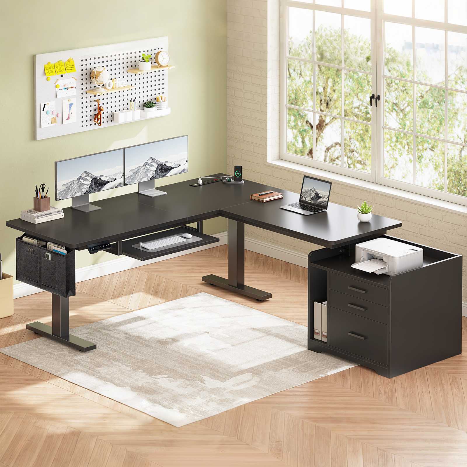 SEDETA® 63 Inch L Shaped Electric Standing Desk Height Adjustable Comp