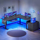 SEDETA 63 Inch Height Adjustable L Shaped Electric Standing Desk Computer Gaming Desk with Led Lights 3 Drawers Power Outlet