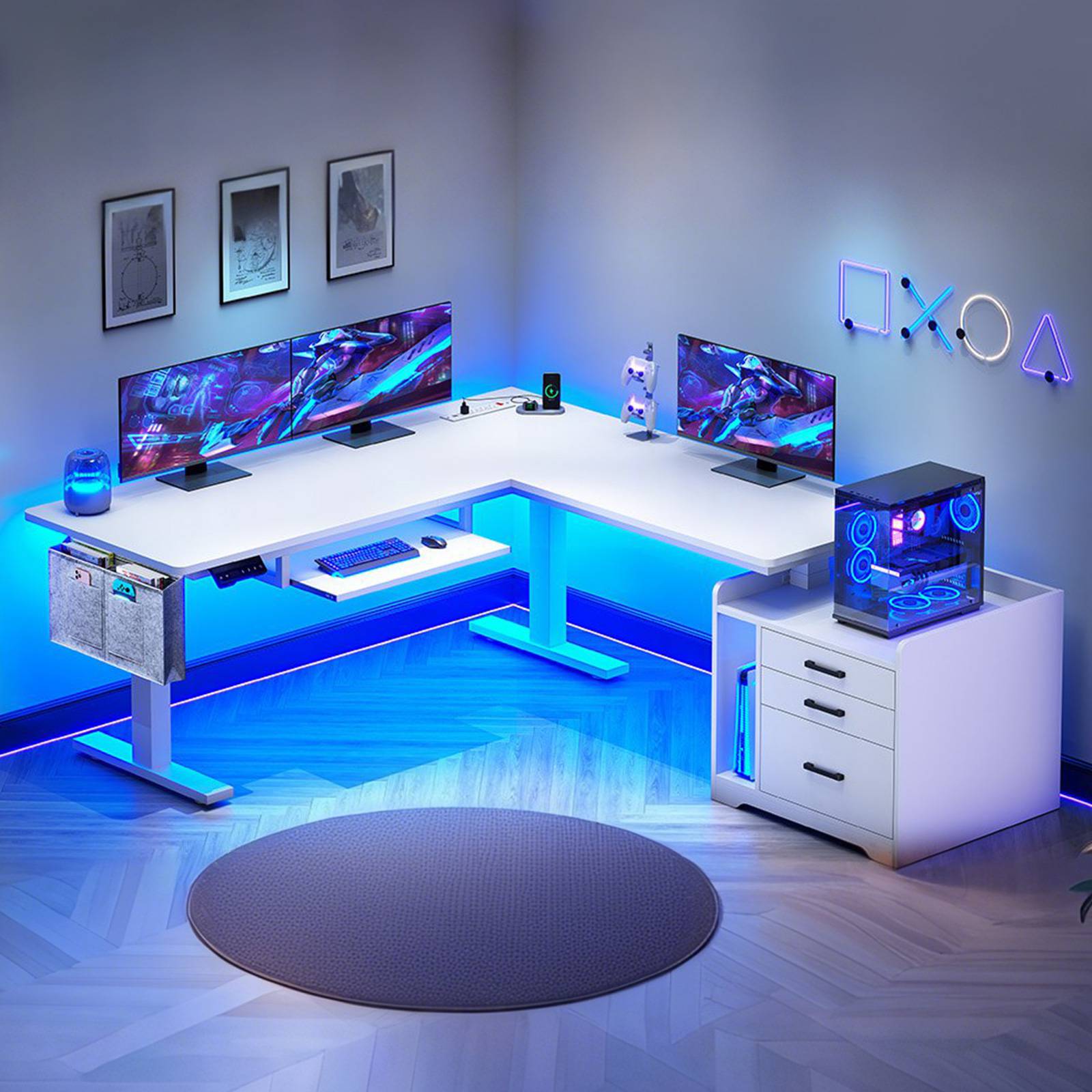 SEDETA® 63 Inch L Shaped Electric Standing Desk Height Adjustable Comp