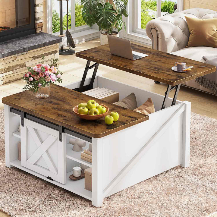 SEDETA® 31.5 Inch Lift Top Coffee Table Farmhouse Square Coffee Table with Storage