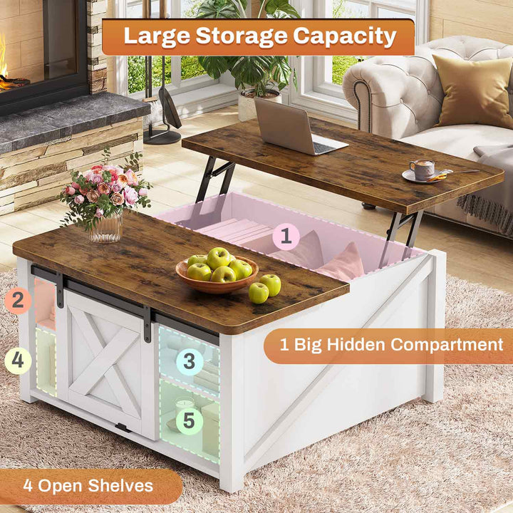 SEDETA® 31.5 Inch Lift Top Coffee Table Farmhouse Square Coffee Table with Storage