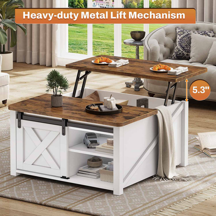 SEDETA® 31.5 Inch Lift Top Coffee Table Farmhouse Square Coffee Table with Storage