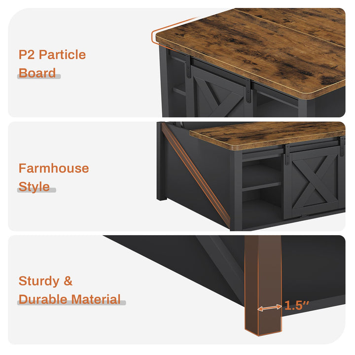 SEDETA® 31.5 Inch Lift Top Coffee Table Farmhouse Square Coffee Table with Storage