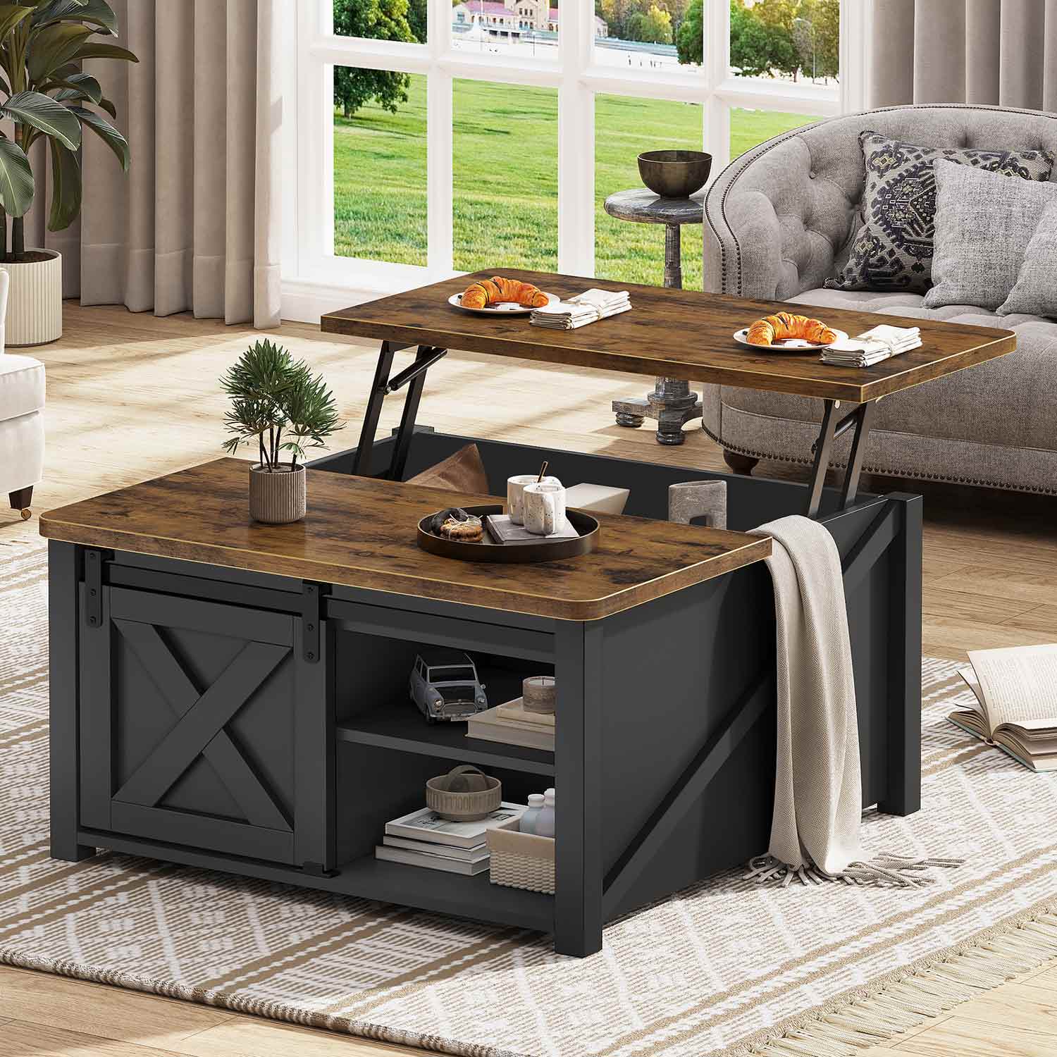 SEDETA® 31.5 Inch Lift Top Coffee Table Farmhouse Square Coffee Table
