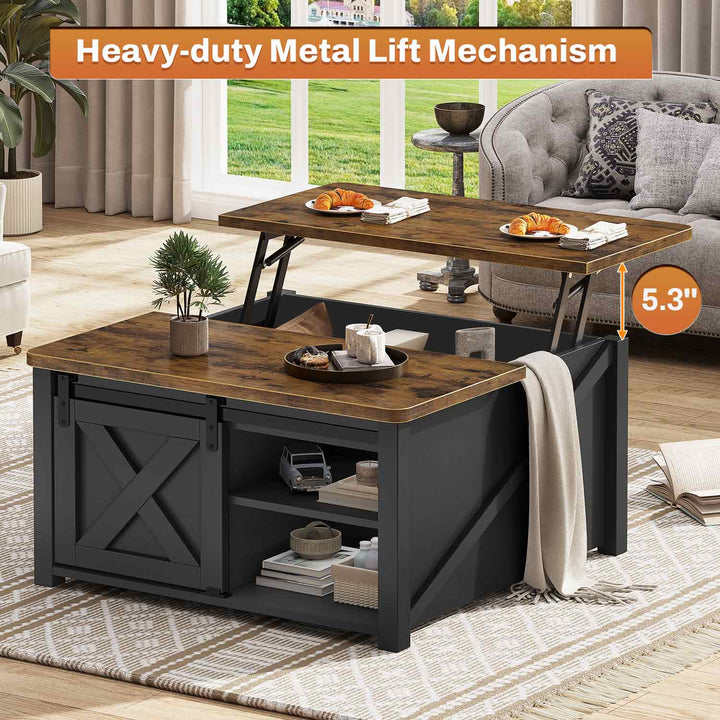 SEDETA® 31.5 Inch Lift Top Coffee Table Farmhouse Square Coffee Table with Storage