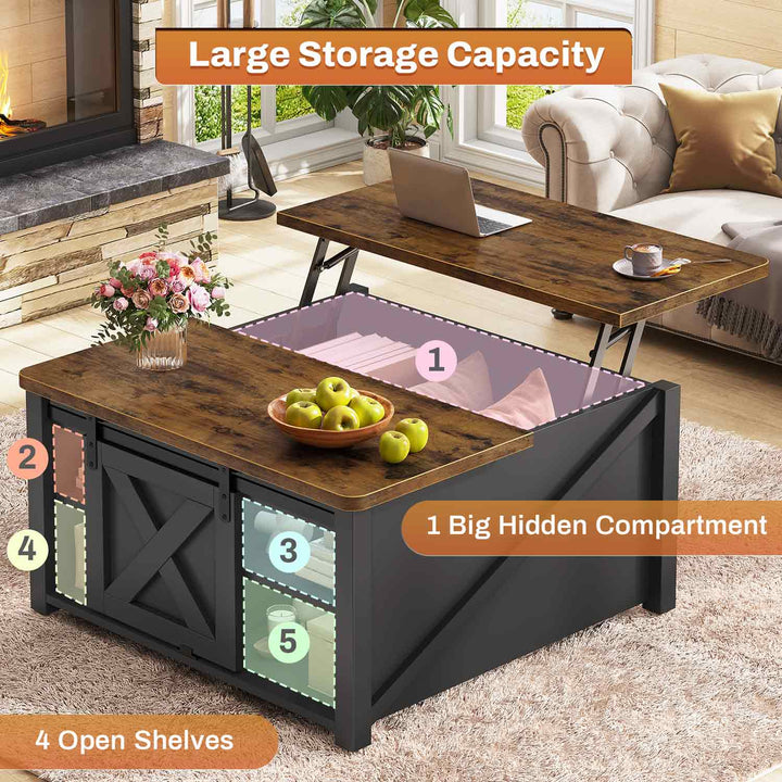 SEDETA® 31.5 Inch Lift Top Coffee Table Farmhouse Square Coffee Table with Storage