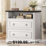 SEDETA 33.8 Inch 2 Drawer File Cabinet Farmhouse Wood File Cabinets Wood Lateral File Cabinet with Printer Stand Storage Shelf