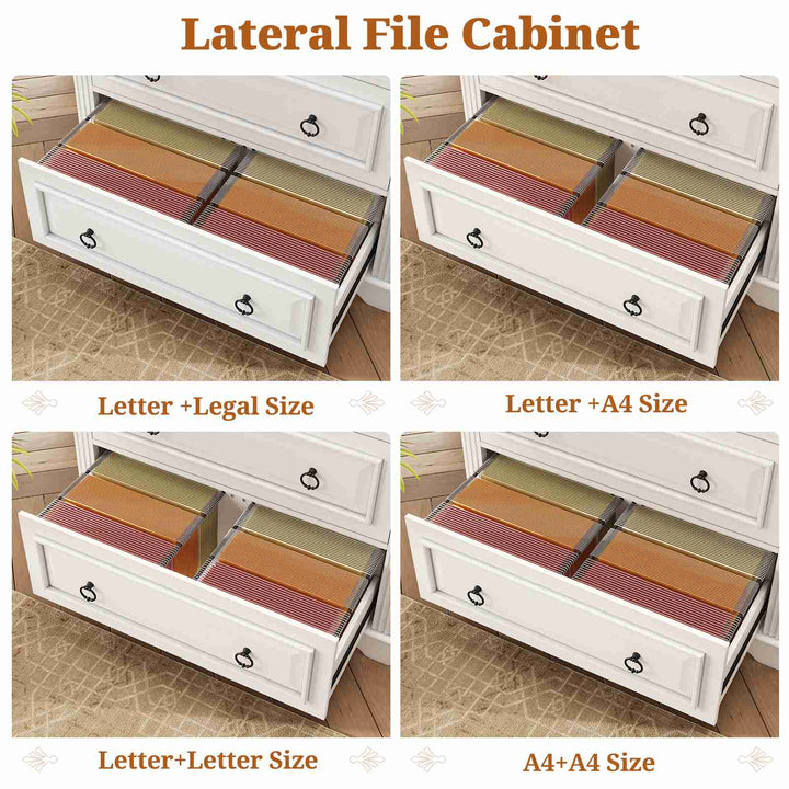 SEDETA 33.8 Inch 2 Drawer File Cabinet Farmhouse Wood File Cabinets Wood Lateral File Cabinet with Printer Stand Storage Shelf