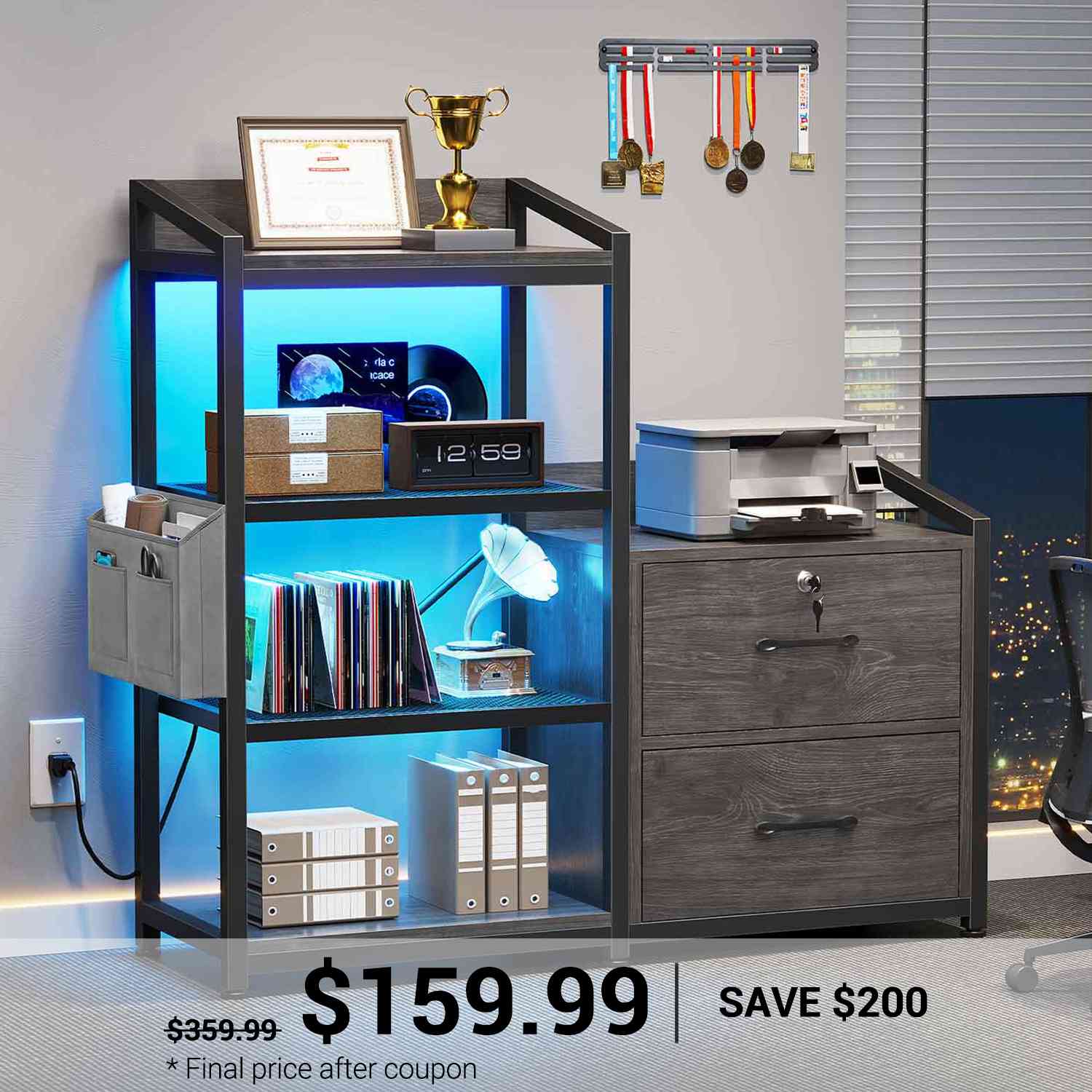 Four Inch Files SEDETA 35.4 Inch File Cabinet Filing Cabinet with 2 Drawer fits Letter